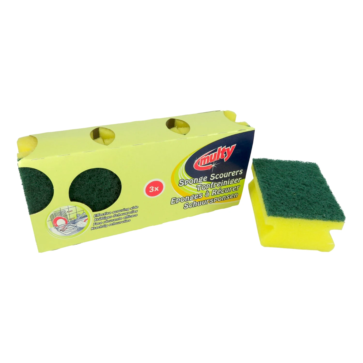 Multy Schuursponsen Hard Handgreep 3 Stuks 3 Multy Schuursponsen Hard Handgreep 3 Stuks - Afbeelding 3