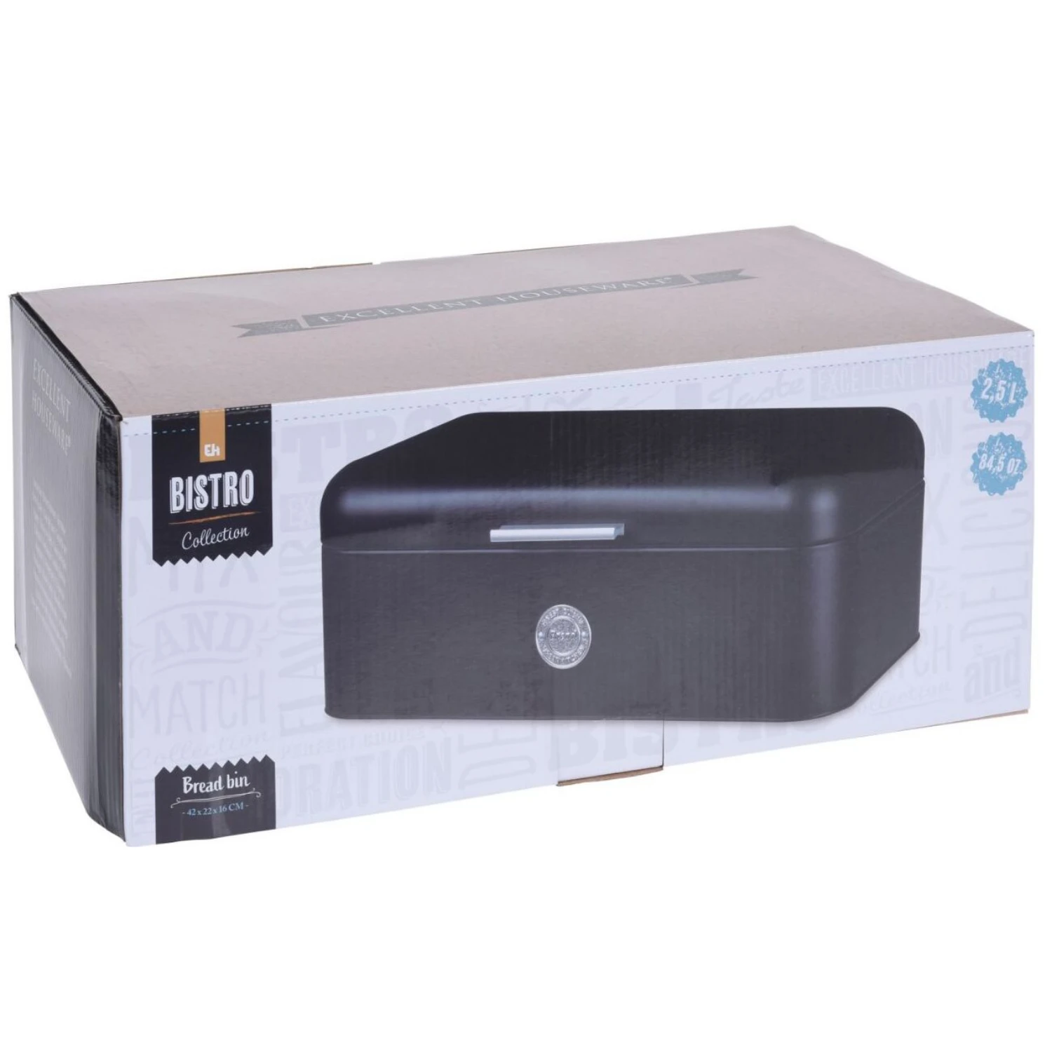 Excellent Houseware Broodtrommel Metaal Zwart42 X 22 X 16 Cm 2 Excellent Houseware Broodtrommel Metaal Zwart42 X 22 X 16 Cm - Afbeelding 2