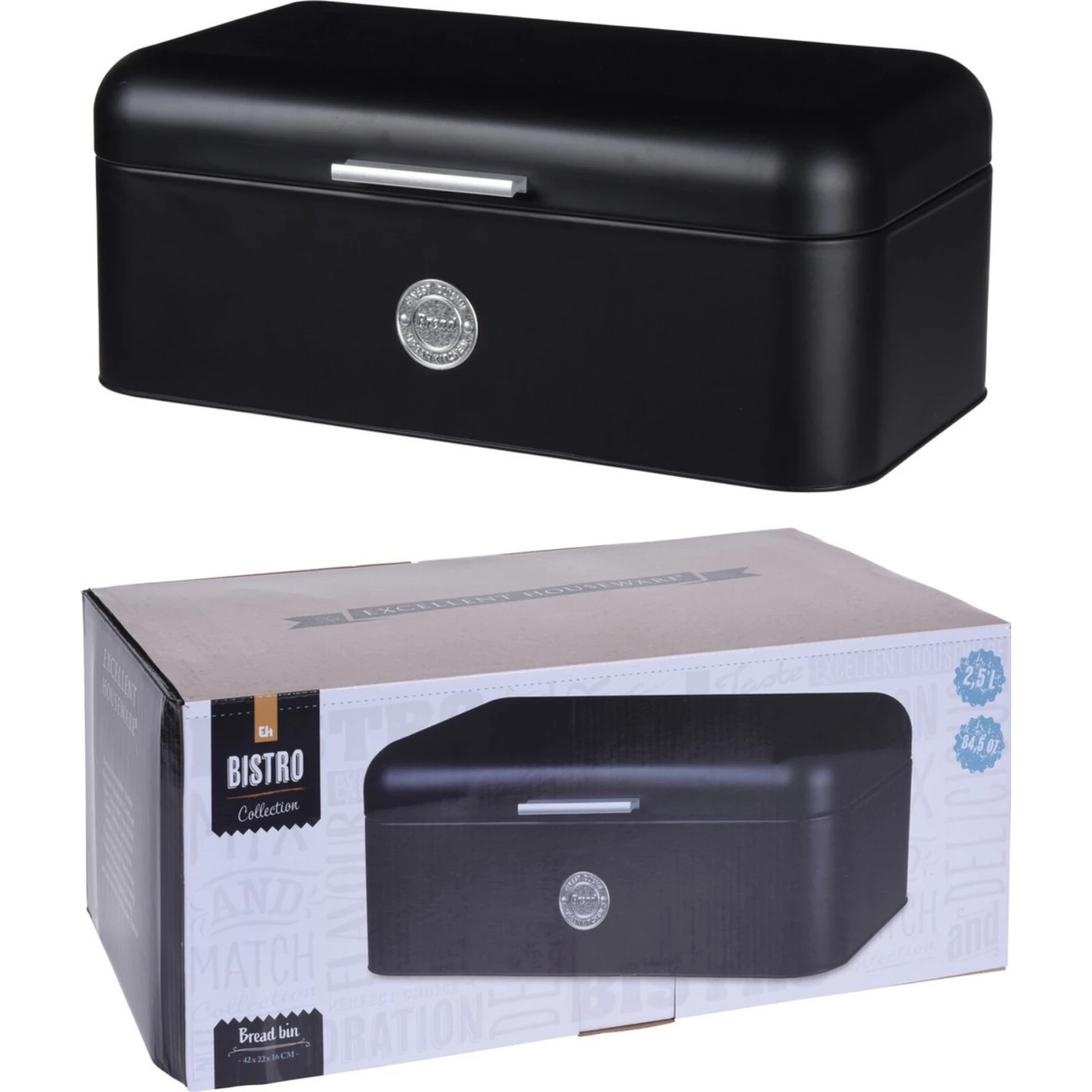 Excellent Houseware Broodtrommel Metaal Zwart42 X 22 X 16 Cm 3 Excellent Houseware Broodtrommel Metaal Zwart42 X 22 X 16 Cm - Afbeelding 3