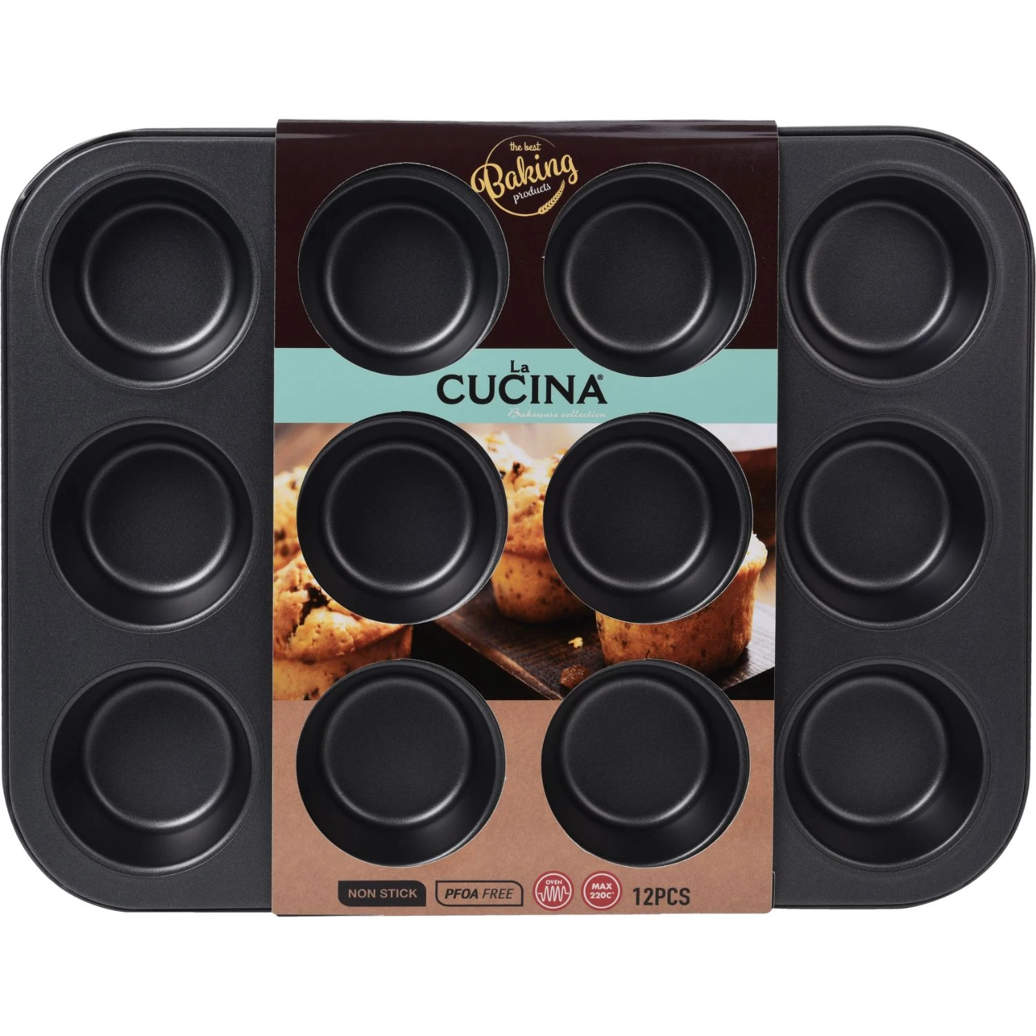 La Cucina Muffinvorm 12Vaks Anti Aanbak 35x26.5x3.5Cm 1 La Cucina Muffinvorm 12Vaks Anti Aanbak 35x26.5x3.5Cm