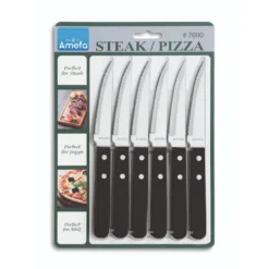 Amefa Pizza Steakmessen 6 Stuks Zwart