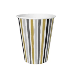 Bekers Stripes Black & Gold 24 Cl 10 Stuks