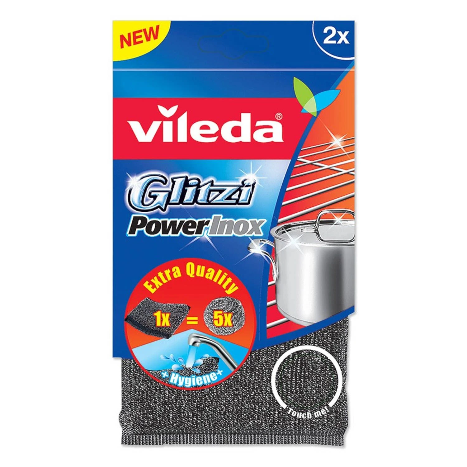 Vileda Glitzi Power Inox Metalen Schuurspons 2stuks 1 Vileda Glitzi Power Inox Metalen Schuurspons 2stuks