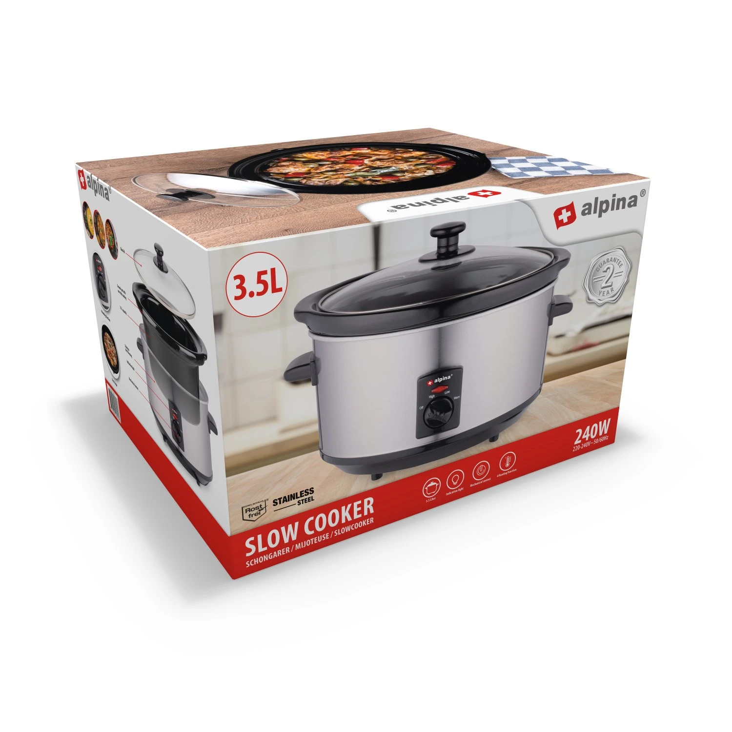 Alpina Slowcooker 3,5L 240W 8 Alpina Slowcooker 3,5L 240W - Afbeelding 8
