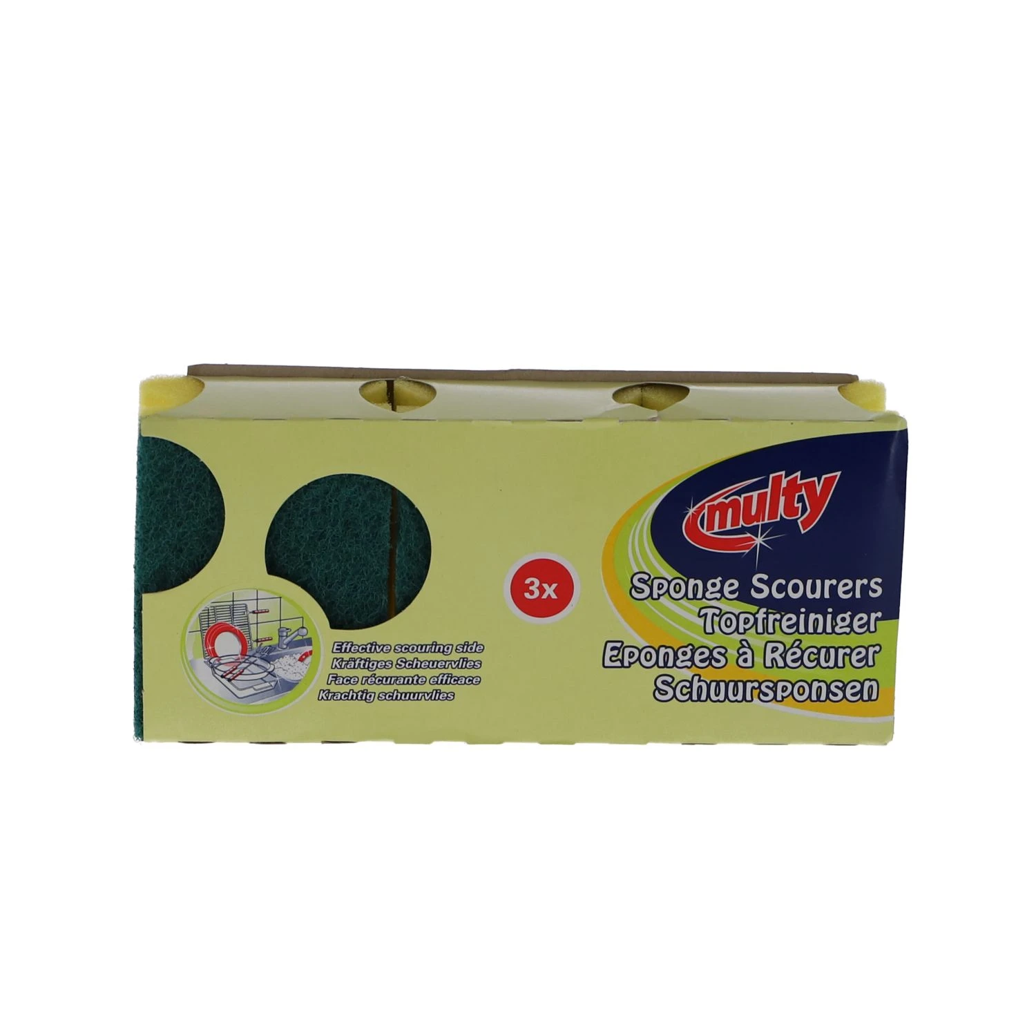 Multy Schuursponsen Hard Handgreep 3 Stuks 1 Multy Schuursponsen Hard Handgreep 3 Stuks