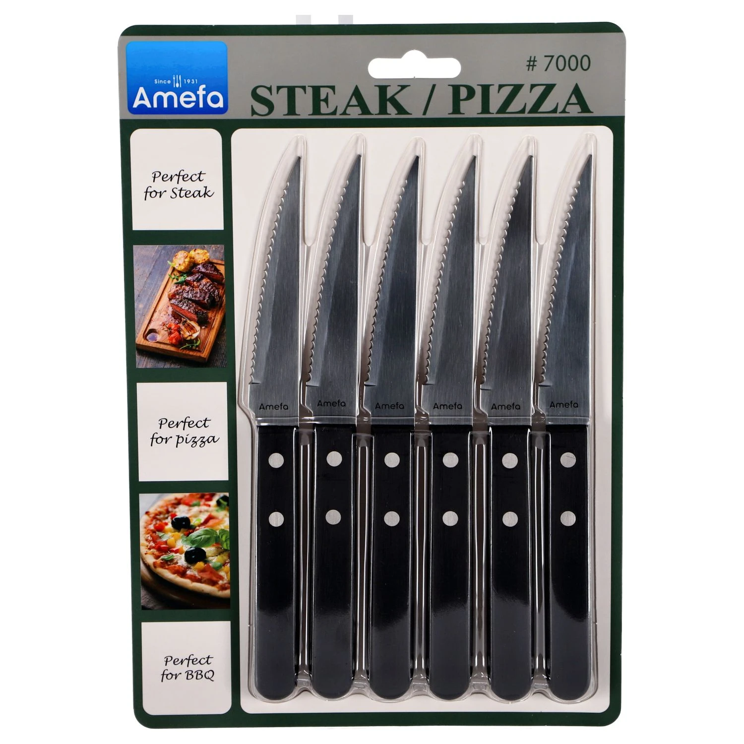 Amefa Pizza Steakmessen 6 Stuks Zwart 2 Amefa Pizza Steakmessen 6 Stuks Zwart - Afbeelding 2